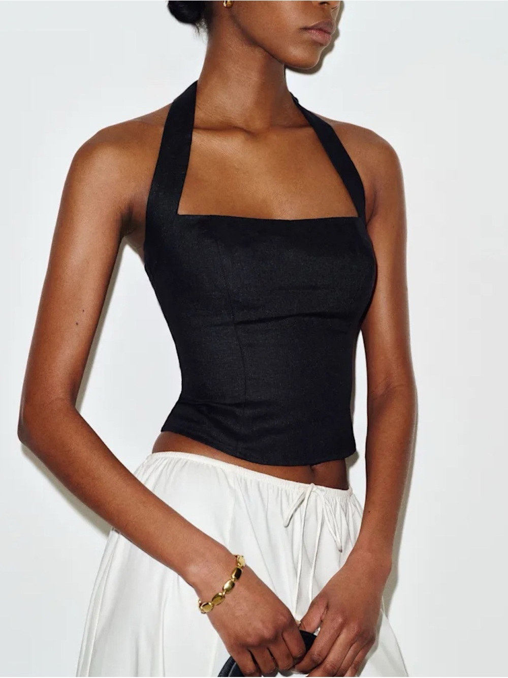 NWT Reformation Malika Linen Top Black 10